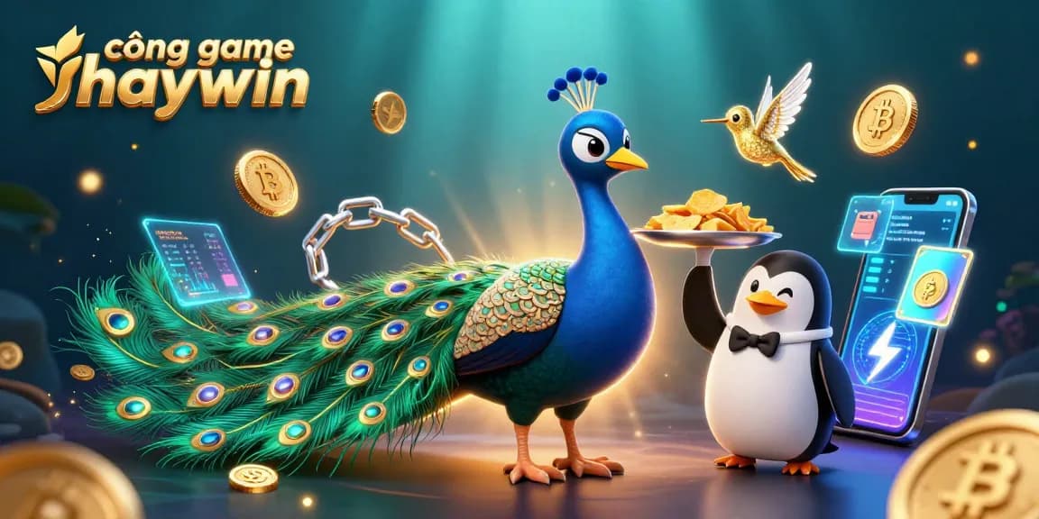 Experience excitement with cổng game haywin showcasing 3D characters and vibrant casino elements.