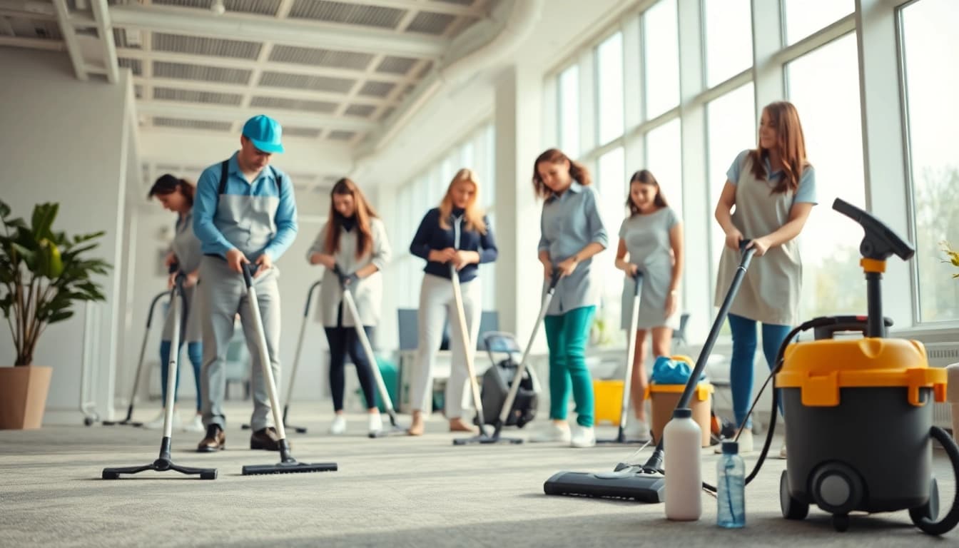 Reinigungsfirma Münster bietet professionelle Reinigung in einem modernen Büro mit einem engagierten Team an.