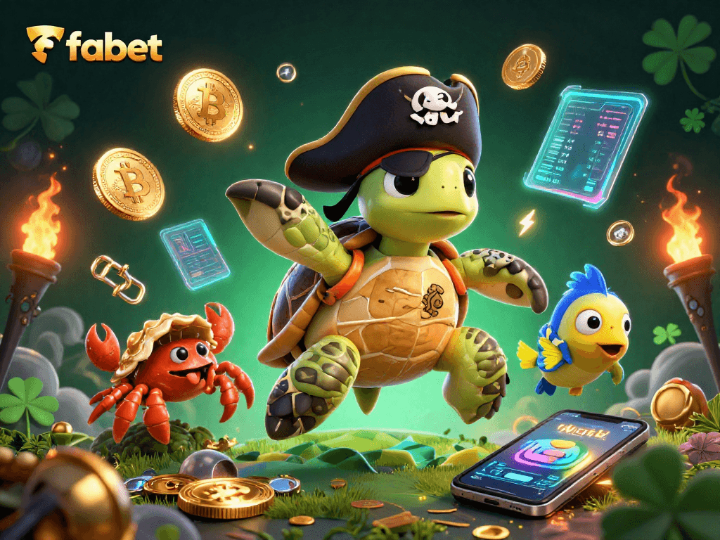 Experience fabet with unique characters amidst vibrant treasure and crypto elements in a thrilling 3D illustration.