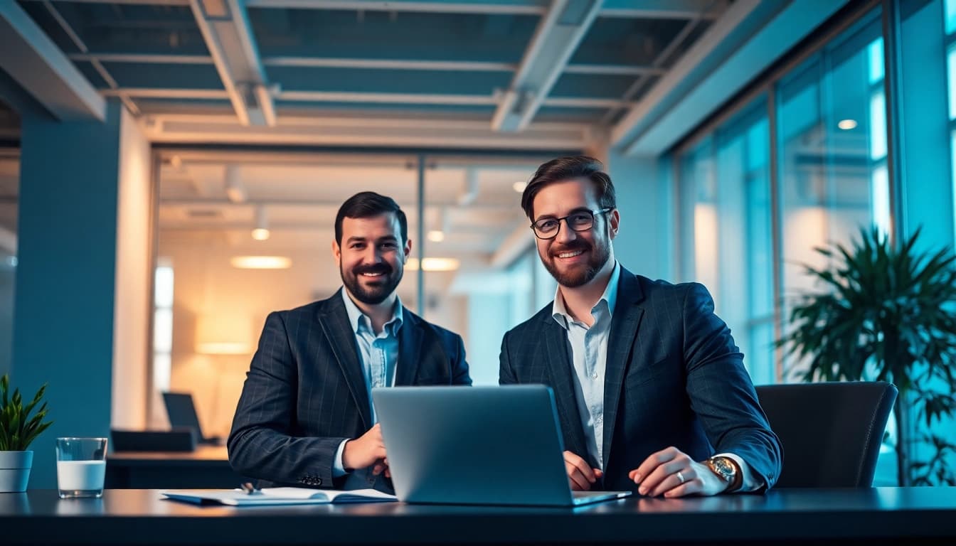 Headhunter konsultiert Kandidaten in einem modernen Büro mit professioneller Atmosphäre.
