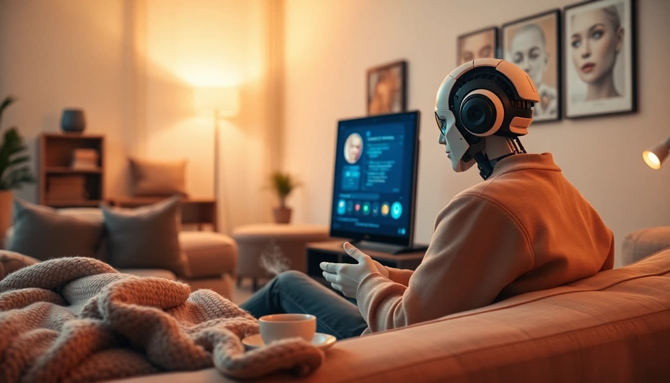 Engaging interaction with ai chat sex chatbot in a cozy setting