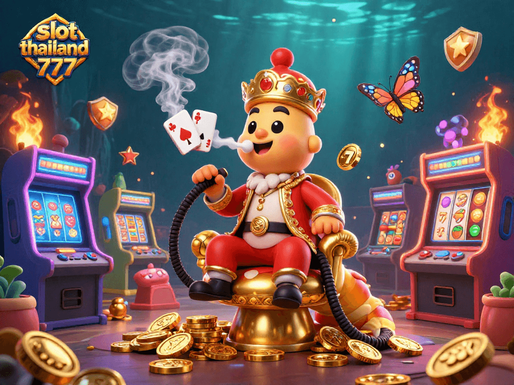 Experience slot thailand 777 excitement with a vibrant 3D casino scene, featuring unique characters and game elements.