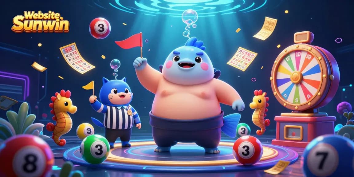 Engage with Website Sunwin through a vibrant underwater casino scene featuring animated characters and dynamic casino elements.