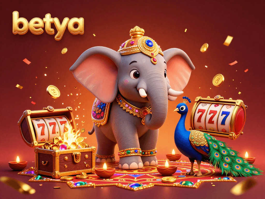 Engage with betya's vibrant casino offerings illustrated with rich elements like slots and festive characters.