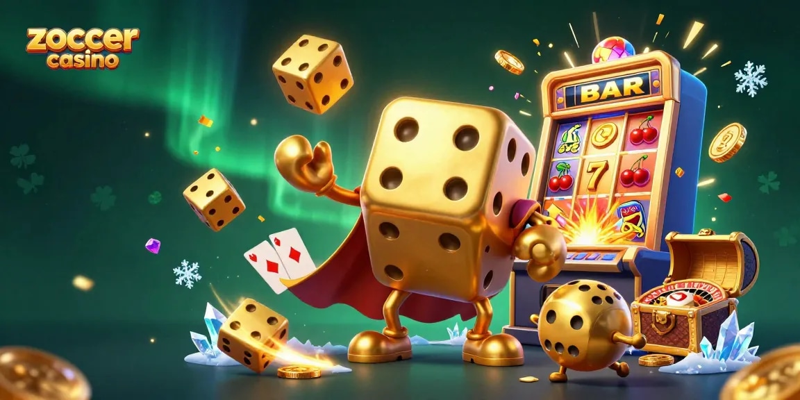 Experience thrilling gaming action at Zoccer Casino with vibrant scenes of luck and fortune.