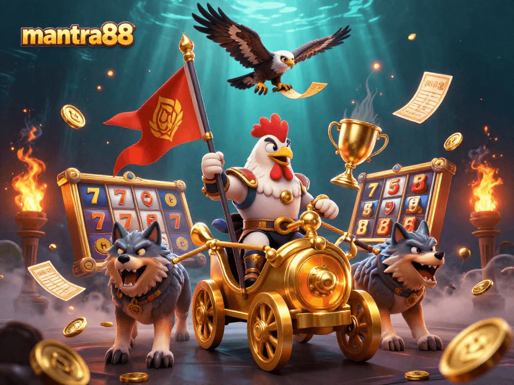 Experience winning strategies at mantra88 with an engaging casino illustration featuring dynamic slot reels.