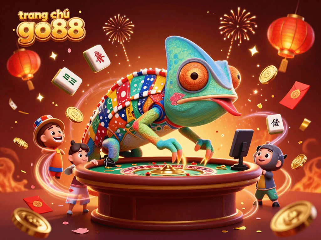 Engage with the vibrant action of trang chủ go88 in this dynamic 3D casino scene filled with excitement.