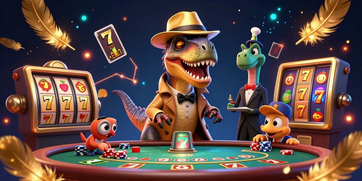 Experience the thrill of link depo 5k as animated characters engage in a vibrant casino scene filled with action.