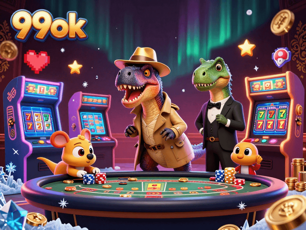 Experience the thrill of 99ok at the blackjack table with a velociraptor card counter.