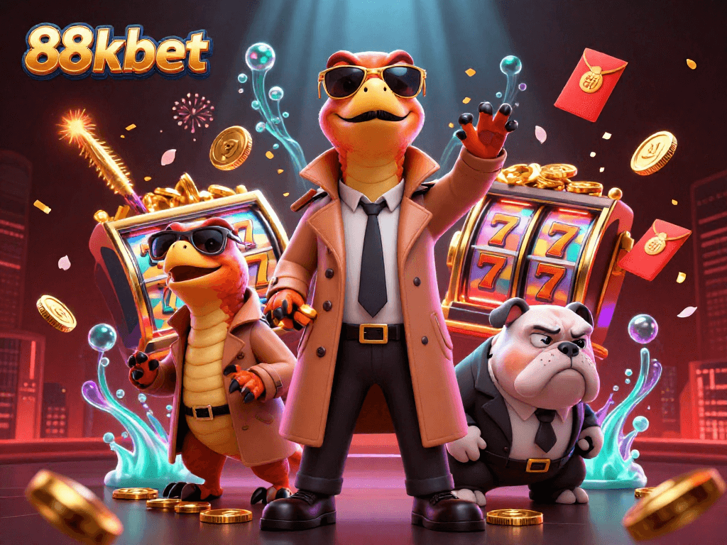 Engage with the exciting world of 88kbet through a vibrant and dynamic casino scene filled with thrilling elements.