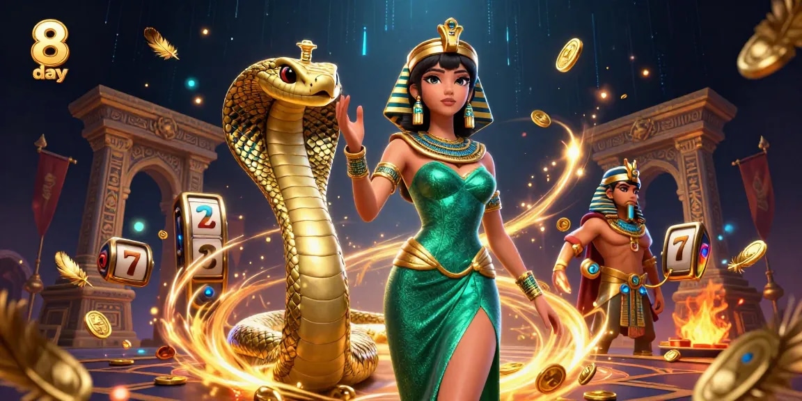 8 day players enjoy thrilling slot game experiences in a vibrant casino setting