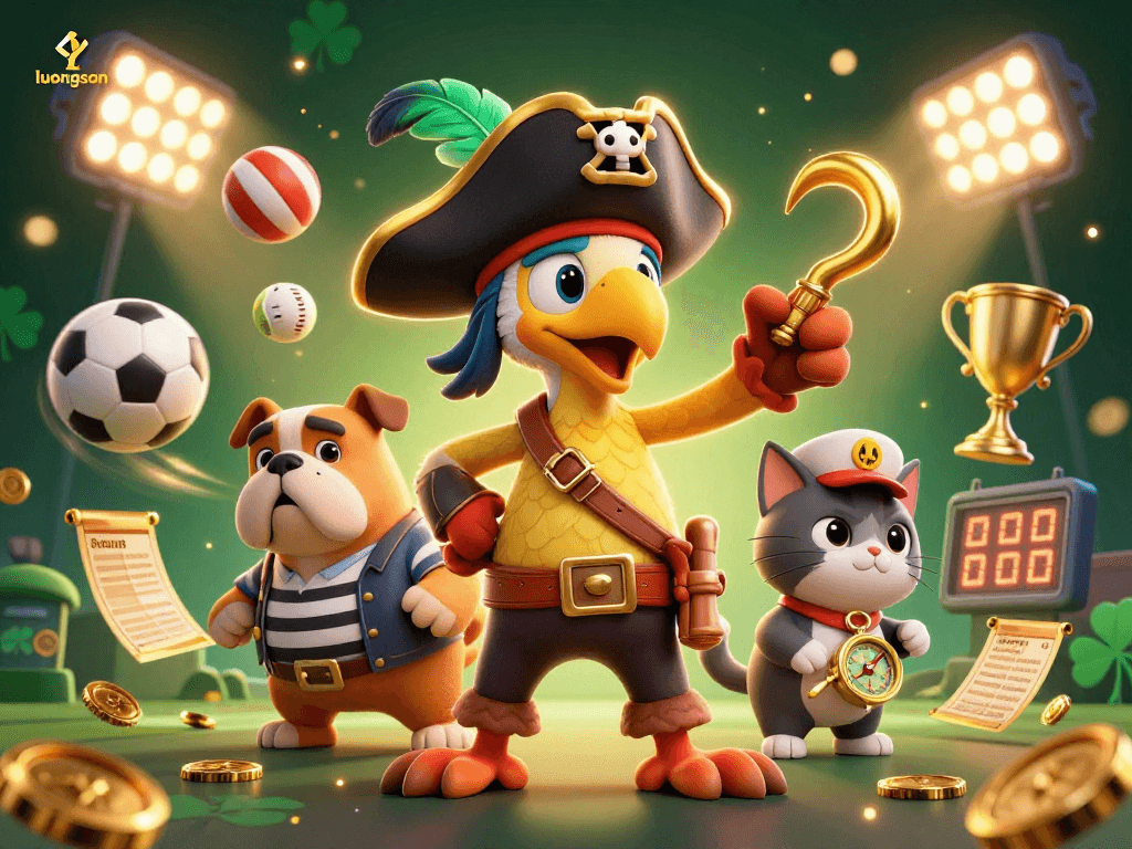 Luongson enhances sports betting excitement with dynamic cartoon characters and winning odds.