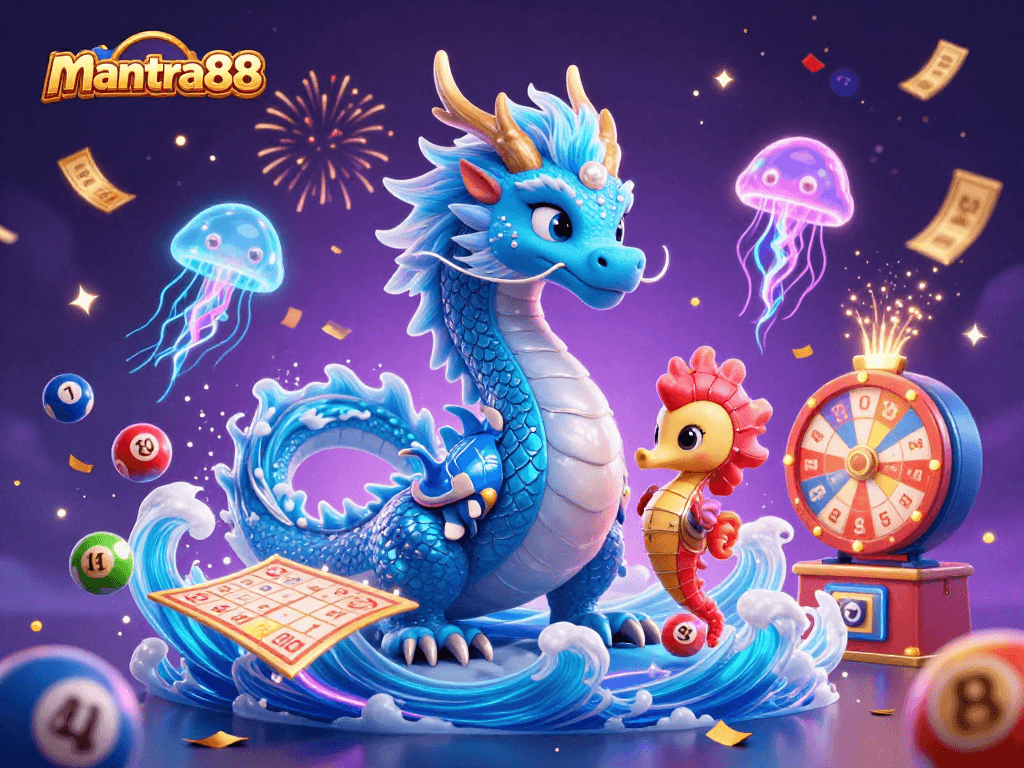 Join the excitement at mantra88 with vibrant lottery elements and captivating characters!