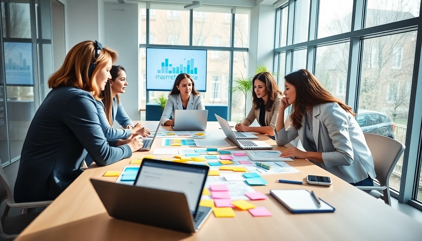Explore marketing für pflegedienste strategies with a dynamic team brainstorming.