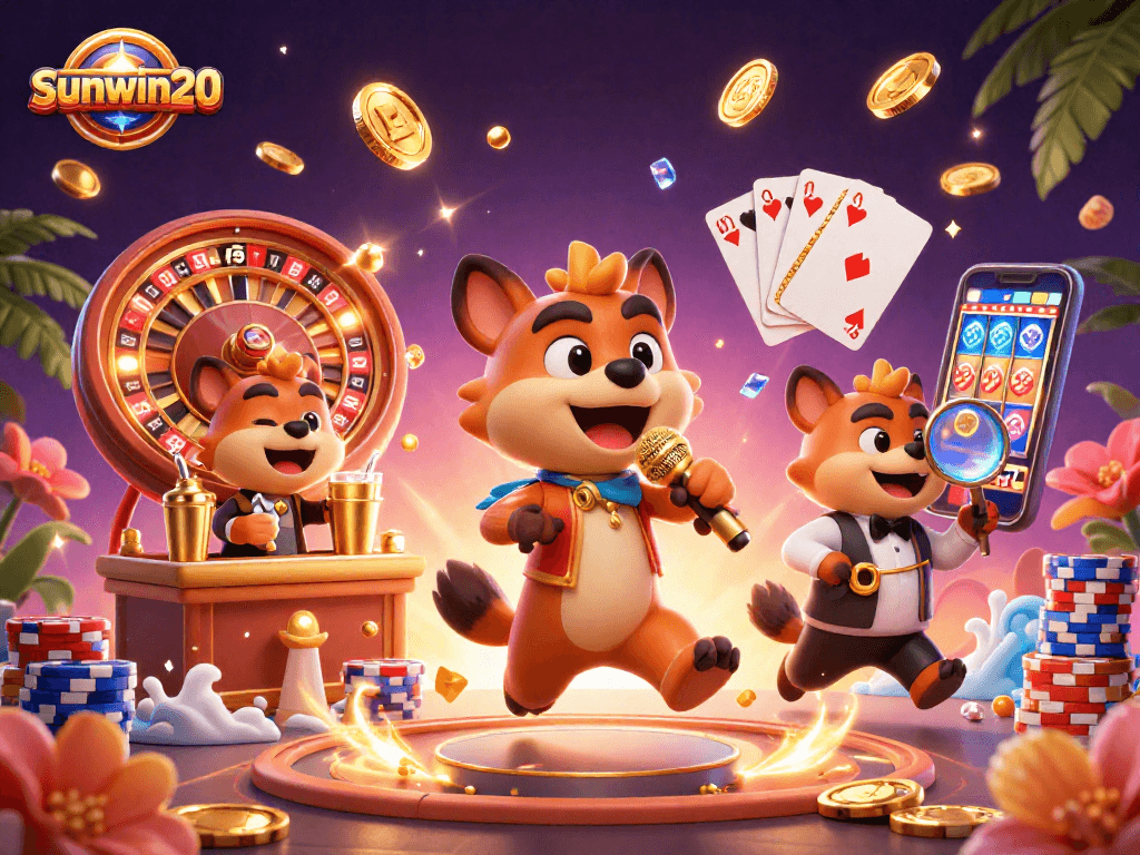 Experience the thrill at sunwin20's vibrant casino with dynamic hyena characters and engaging gaming elements.