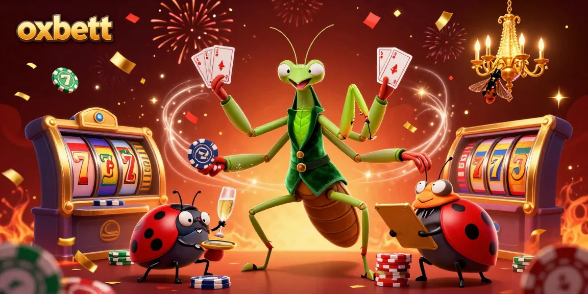 Experience thrilling gameplay at oxbett with vibrant characters and casino-themed elements in a festive scene.