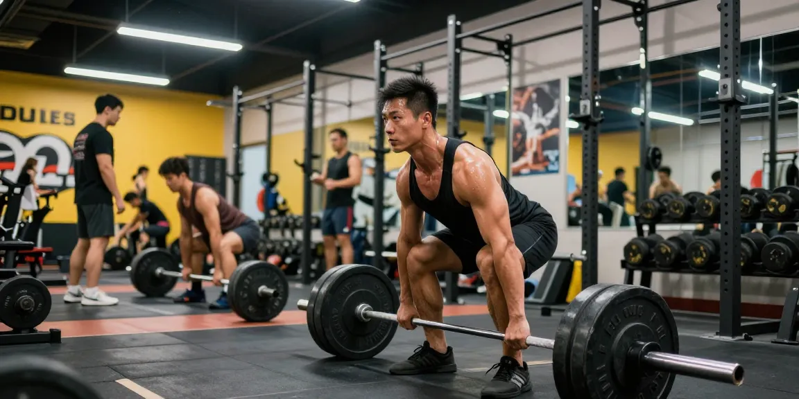 Kraftsportler hebt Gewichte im Steroidshop-Fitnessstudio und zeigt Hingabe an Fitness.
