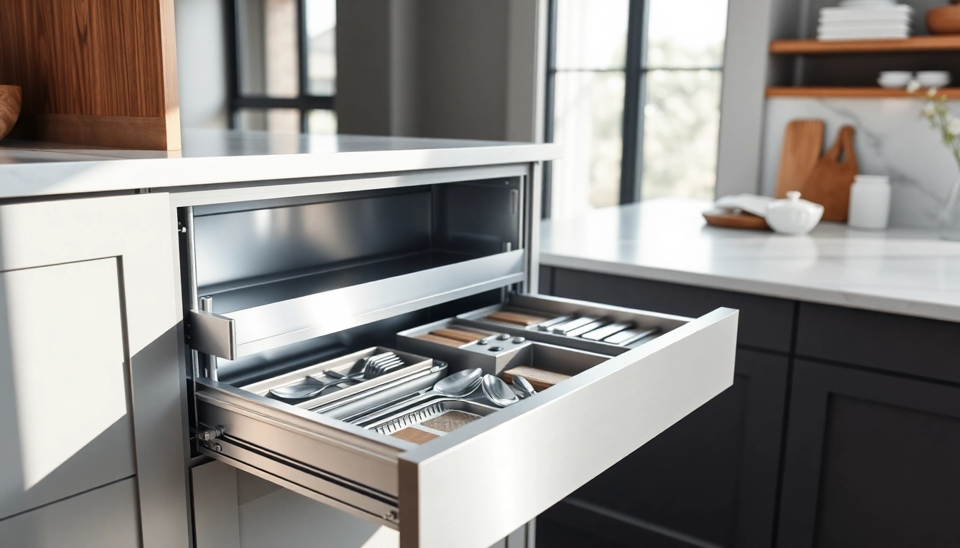 Entdecken Sie das elegante Design des Double Wall Drawer Systems in einer modernen Küchenumgebung.
