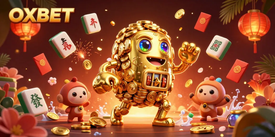 Experience thrilling gameplay at OXBET with our interactive golden golem amidst vibrant casino elements.