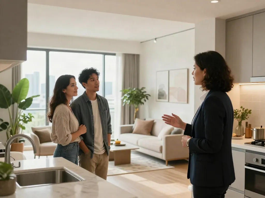Bester Immobilienmakler Frankfurt präsentiert ein modernes Apartment mit großen Fenstern und stilvollem Design.