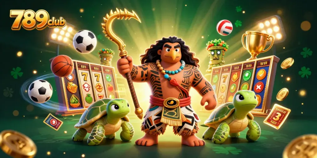 Engage in thrilling gaming adventures with 789club’s vibrant 3D casino illustration featuring dynamic elements.