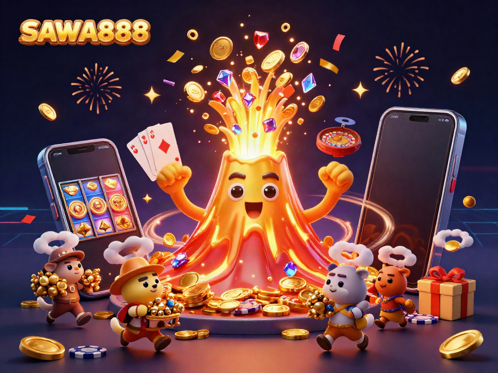 Play the slots and win big with SAWA888, featuring golden treasures and dynamic gaming action.