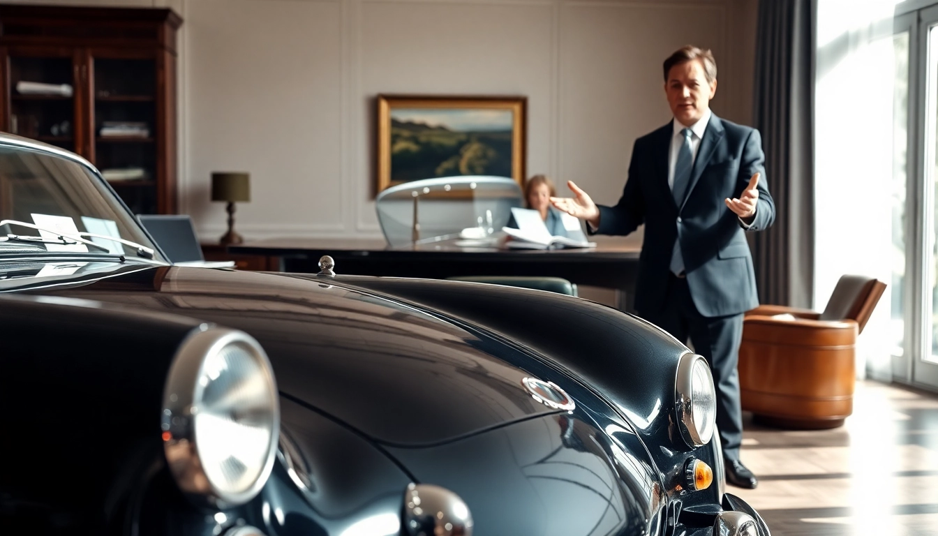 Oldtimer Wertgutachten in einer professionellen Beratungssituation mit klassischem Auto.