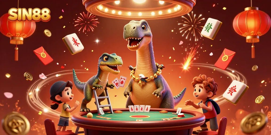 SIN88 brings excitement with a vibrant casino scene featuring engaging characters and festive elements.