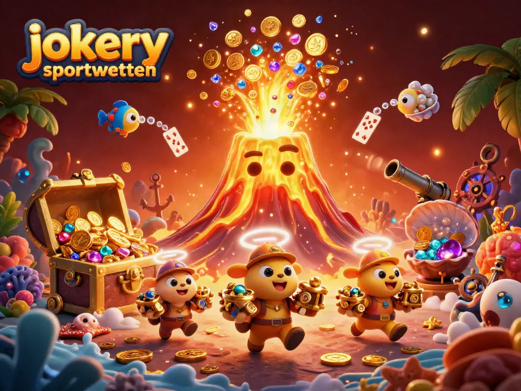 Engage in exciting jokery sportwetten with a triumphant golden volcano erupting coins and treasure!