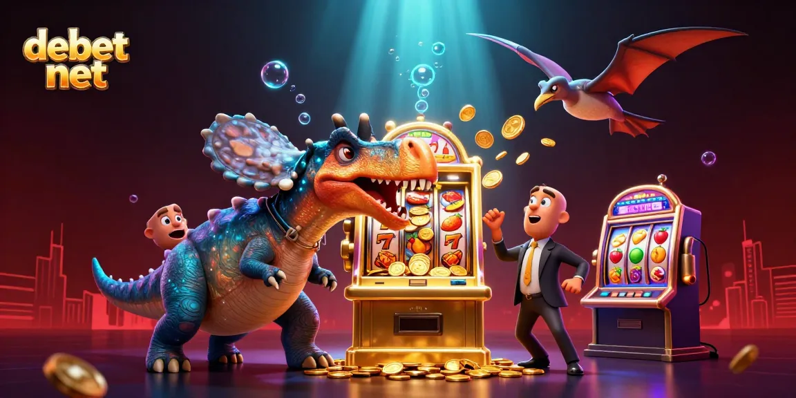 Experience the thrill of winning at debet net with dynamic cartoon characters in a vibrant casino scene.