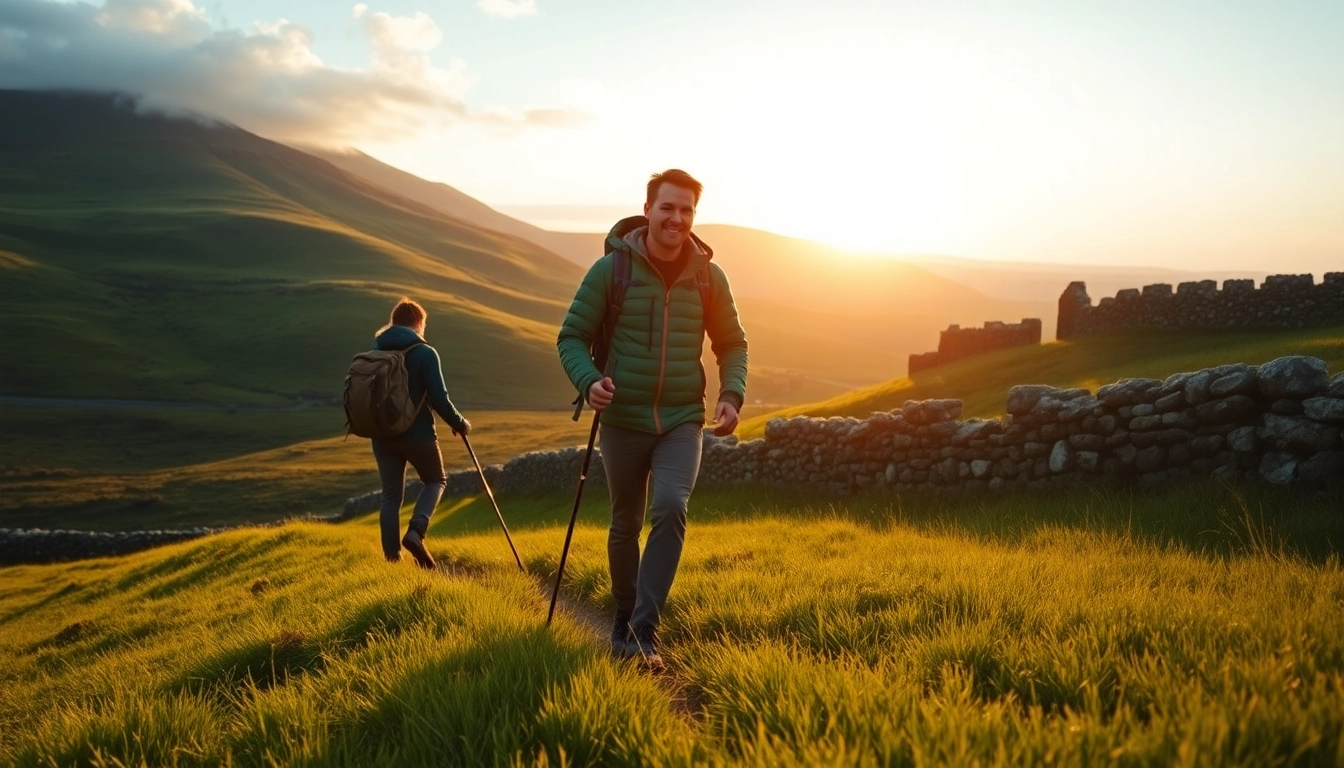 Erleben Sie Walking Holiday Ireland bei einem Wanderer in einer atemberaubenden irischen Landschaft.