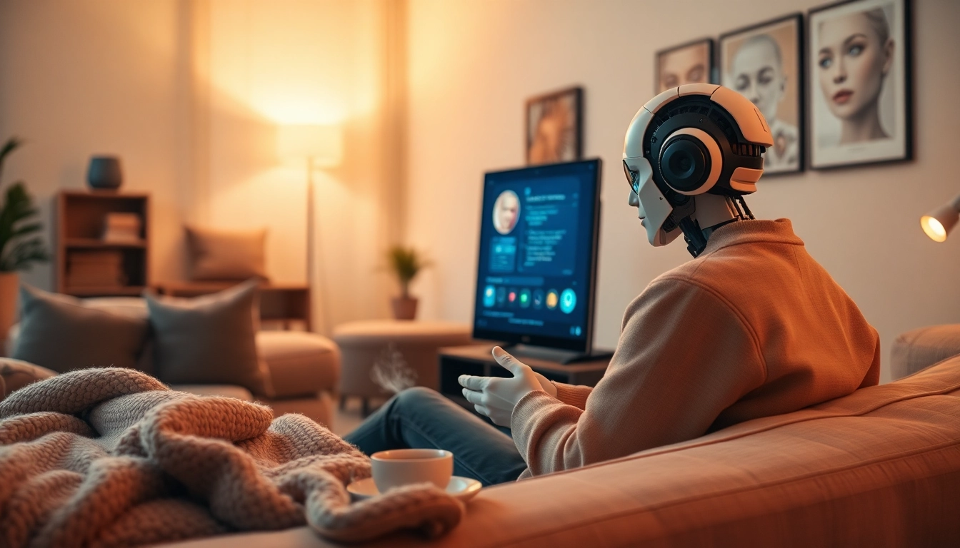 Engaging interaction with ai chat sex chatbot in a cozy setting