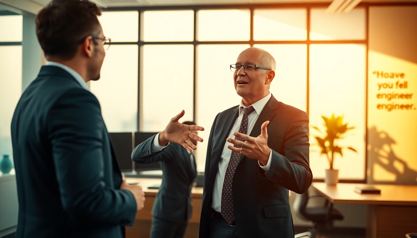 Headhunter Ingenieure in einem modernen Büro bei der Interaktion mit einem Kandidaten.
