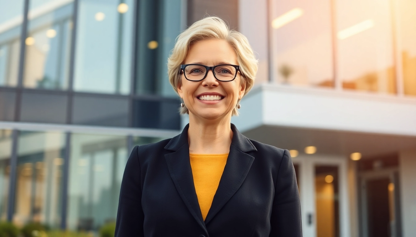 Optimistischer Erfolg beim Jobwechsel mit 50+: Eine Person freundlichen in einem modernen Büro.
