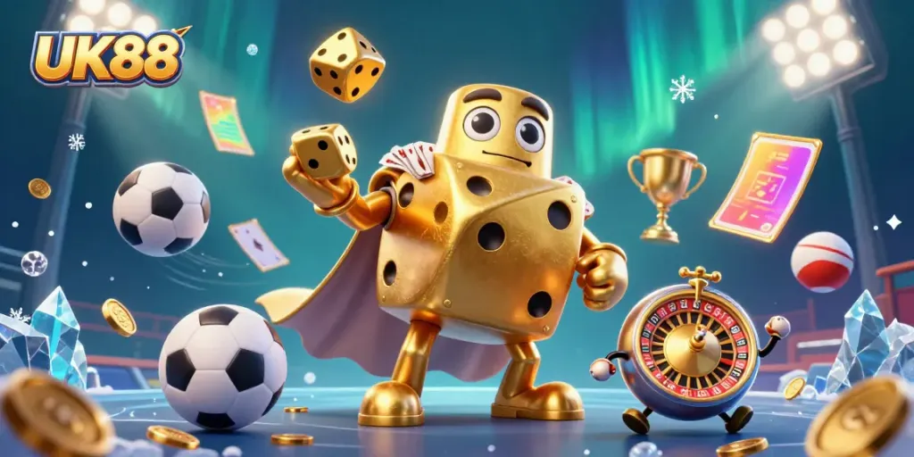 Experience thrilling sports betting excitement at UK88 with dynamic dice and sports elements.