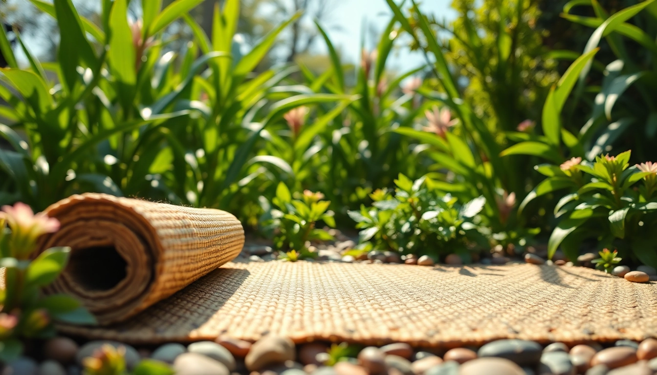 Die Hanfmatte bietet eine nachhaltige und natürliche Lösung in einem Garten, optimiert für Komfort.