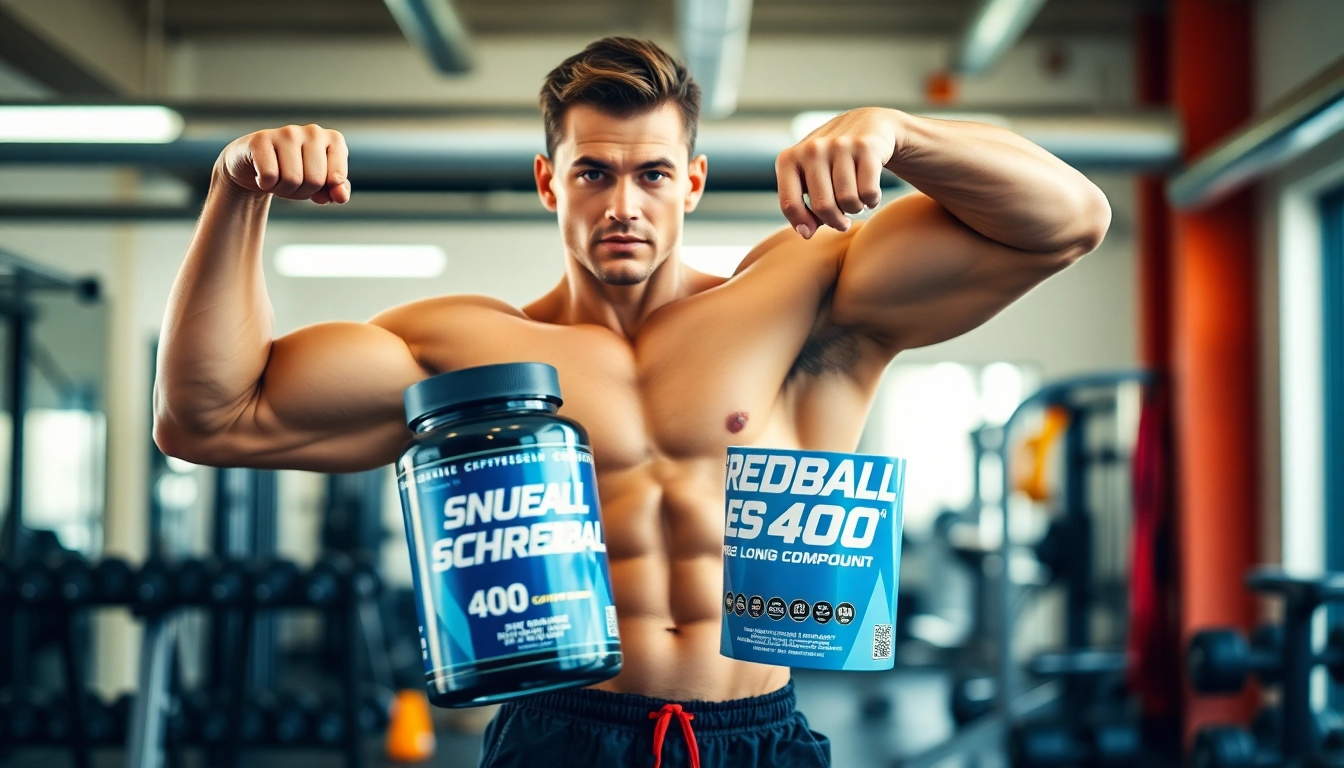Mit Shredbal 400 Shred Long Compound durchtrainierte Figur, die Fitnessmotivation ausstrahlt.