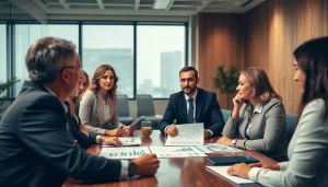 Consultants discussing strategies for Unternehmensberatung in a modern office setting.