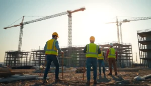 Aktive Baustelle mit engagierten Bauarbeitern, fokussiert auf innovative Lösungen durch Headhunter Baubranche.