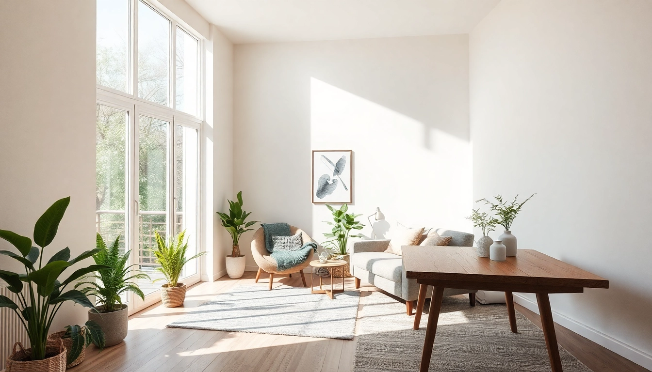 Entdecken Sie kreative Raumgestaltung mit einem einladenden, modern gestalteten Wohnzimmer voller Licht und Pflanzen.