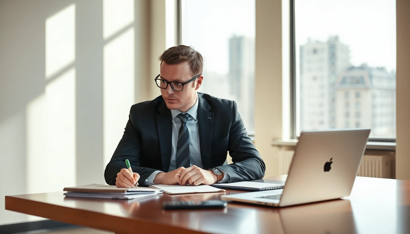 Headhunter Trier analysiert Bewerbungen in einem modernen Büro.