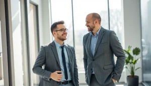 Headhunter Münster im Gespräch mit einem Kunden in einem modernen Büro.