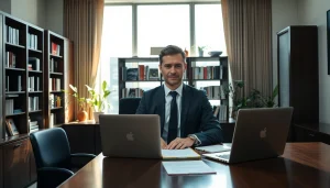 Professioneller Headhunter Düsseldorf berät Klienten in einem stilvollen Büro.