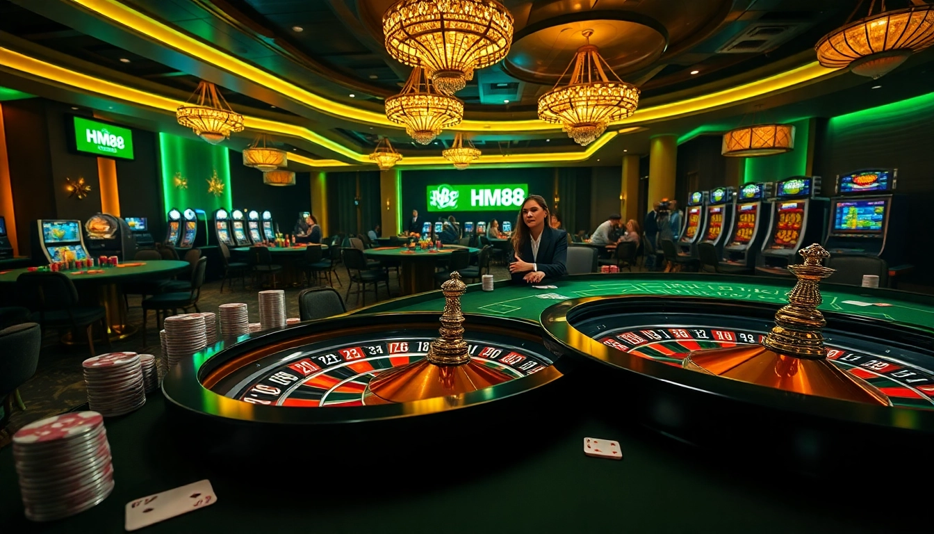 Experience the excitement at HM88 online casino with vibrant poker games and roulette.