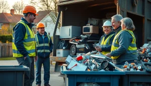 Schrotthändler-Düsseldorf-Team sammelt Schrott sowie Elektrogeräte professionell und sorgfältig ein.