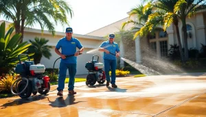 Concrete cleaning in action by professionals in Kissimmee, FL, showcasing sparkling surfaces.