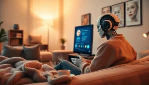 Engaging interaction with ai chat sex chatbot in a cozy setting