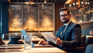 Headhunter Gastronomie berät in einem stilvollen Restaurant auf professionellem Niveau.