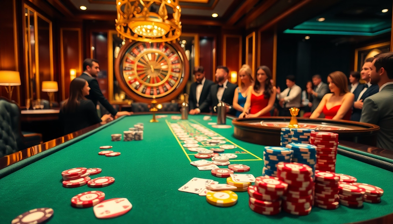 Players engage in an exciting poker game at a high-end casino, inspired by https://s8s8.org/, showcasing chips and cards.