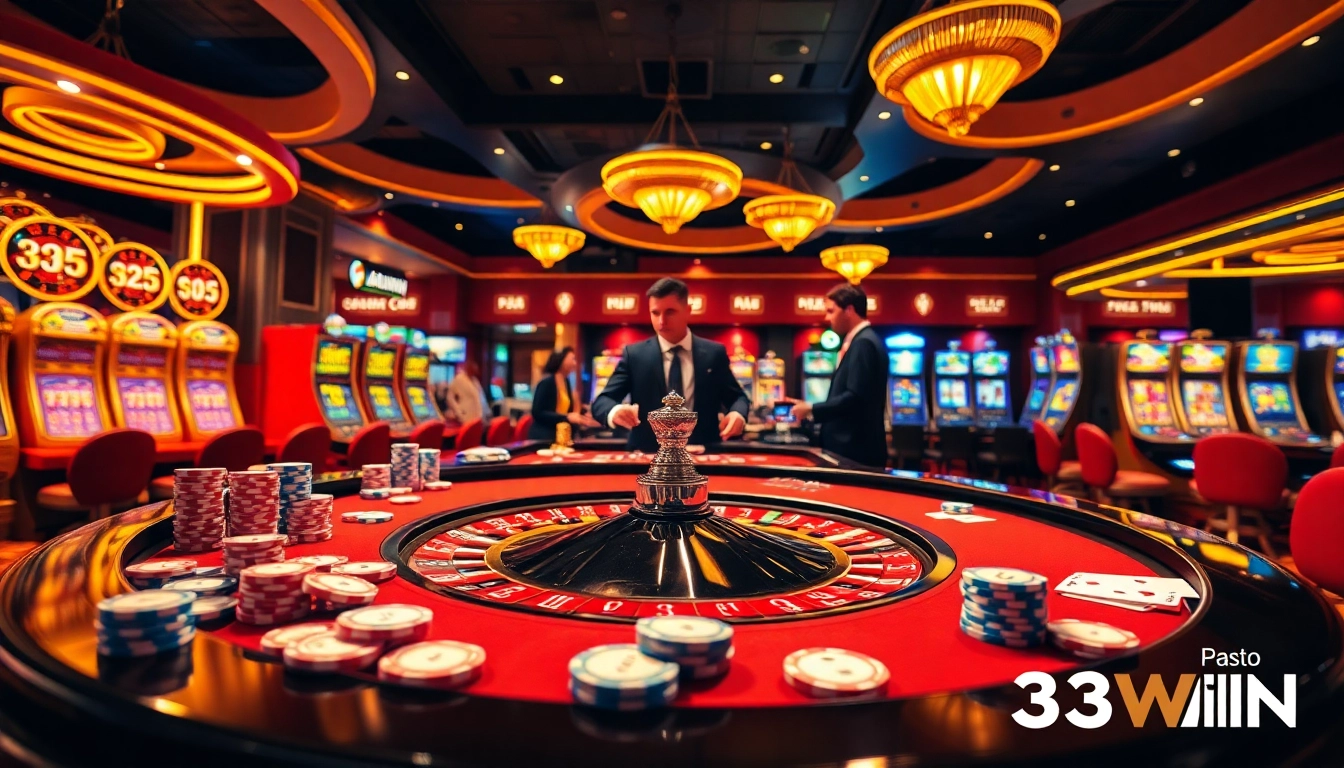 Experience thrilling moments at 33WIN casino with vibrant roulette and lively dealers.